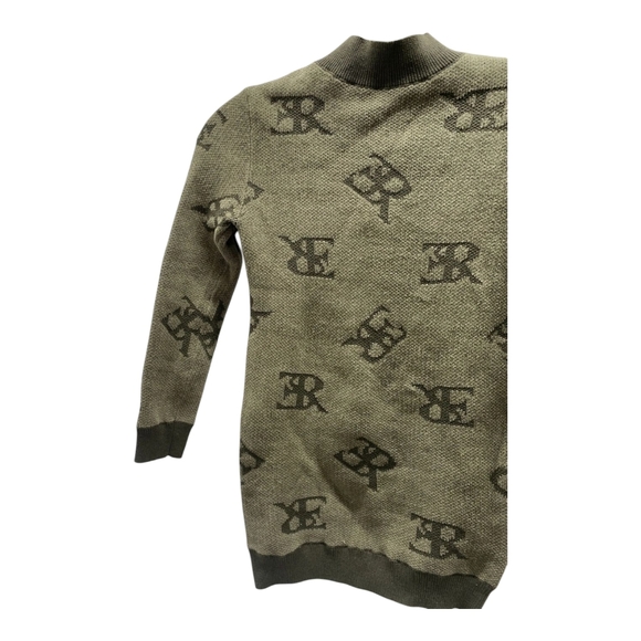 Ermanno Scervino Junior Girls Soft Logo Sweater Dress Size 6 Army Green - Picture 4 of 8